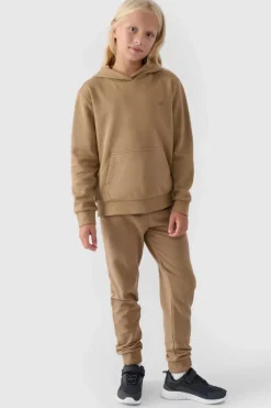 Hot 4F Dziewczęca Nierozpinana Bluza Z Kapturem Gładka Beżowa JWMM00TSWSF1316-83S Beżowy