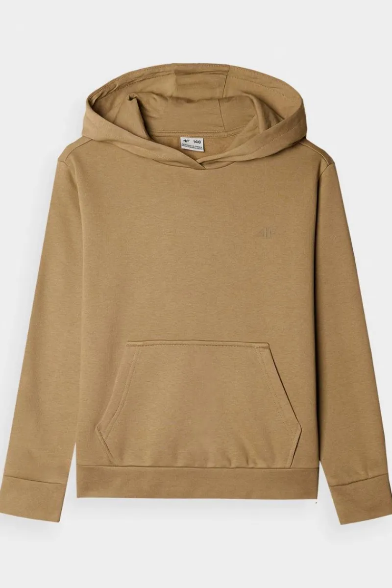 Hot 4F Dziewczęca Nierozpinana Bluza Z Kapturem Gładka Beżowa JWMM00TSWSF1316-83S Beżowy