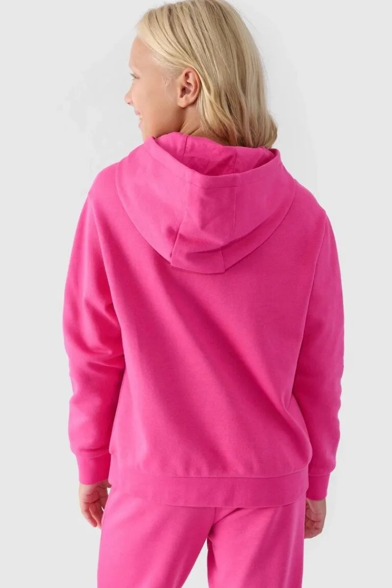Bluzy Dziecięce|Odzież 4F>4F Dziewczęca Nierozpinana Bluza Z Kapturem Gładka Fuksja JWMM00TSWSF1316-55S Różowy