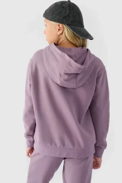 Best Dziewczęca Nierozpinana Bluza Z Kapturem Gładka Fioletowa JWMM00TSWSF1316-51S Dzieci Bluzy Dziecięce|Odzież 4F