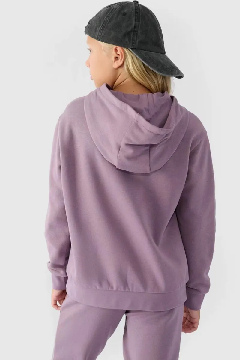 Best Dziewczęca Nierozpinana Bluza Z Kapturem Gładka Fioletowa JWMM00TSWSF1316-51S Dzieci Bluzy Dziecięce|Odzież 4F