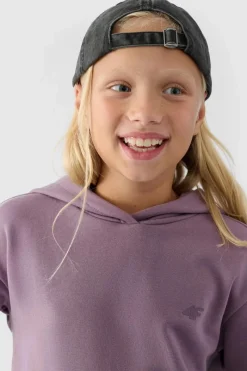Best Dziewczęca Nierozpinana Bluza Z Kapturem Gładka Fioletowa JWMM00TSWSF1316-51S Dzieci Bluzy Dziecięce|Odzież 4F