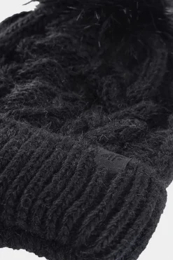 Okrycia Głowy>4F Dziewczęca Zimowa Czapka JWAW24ACAPF421-21S Czarna Czarny