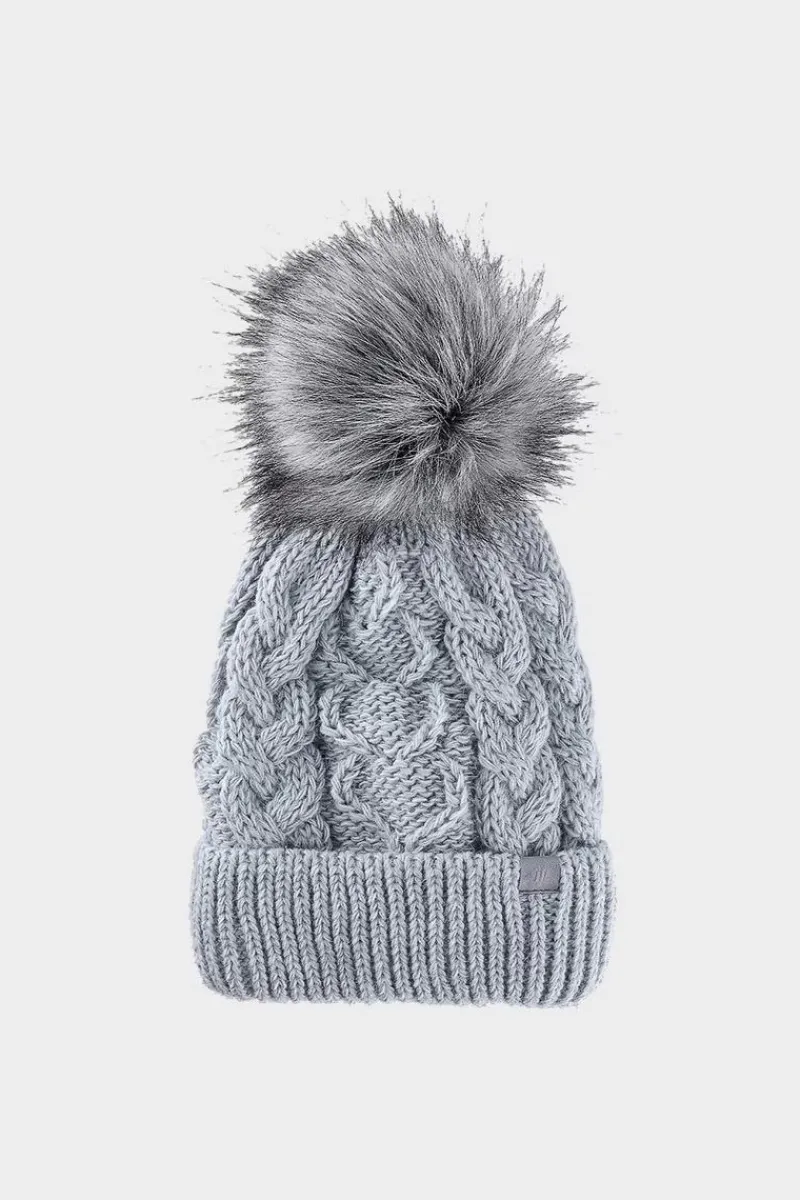 Discount 4F Dziewczęca Zimowa Czapka JWAW24ACAPF421-34S Niebieska Niebieski