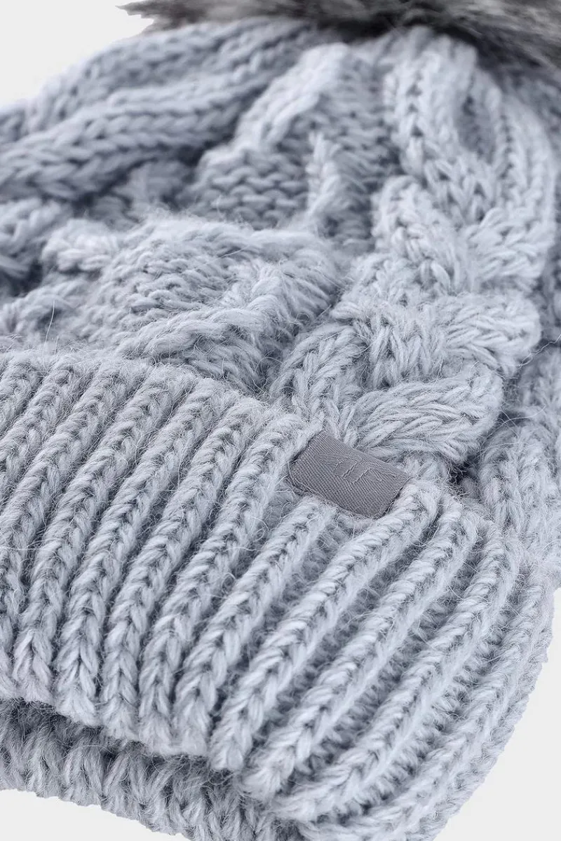 Discount 4F Dziewczęca Zimowa Czapka JWAW24ACAPF421-34S Niebieska Niebieski