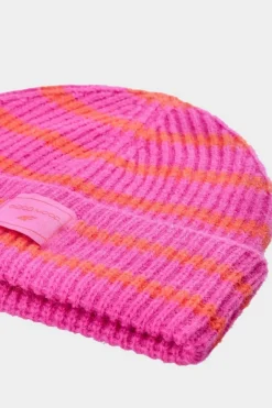 Okrycia Głowy>4F Dziewczęca Zimowa Czapka W Paski JWAW24ACAPF417-55S Fuksja