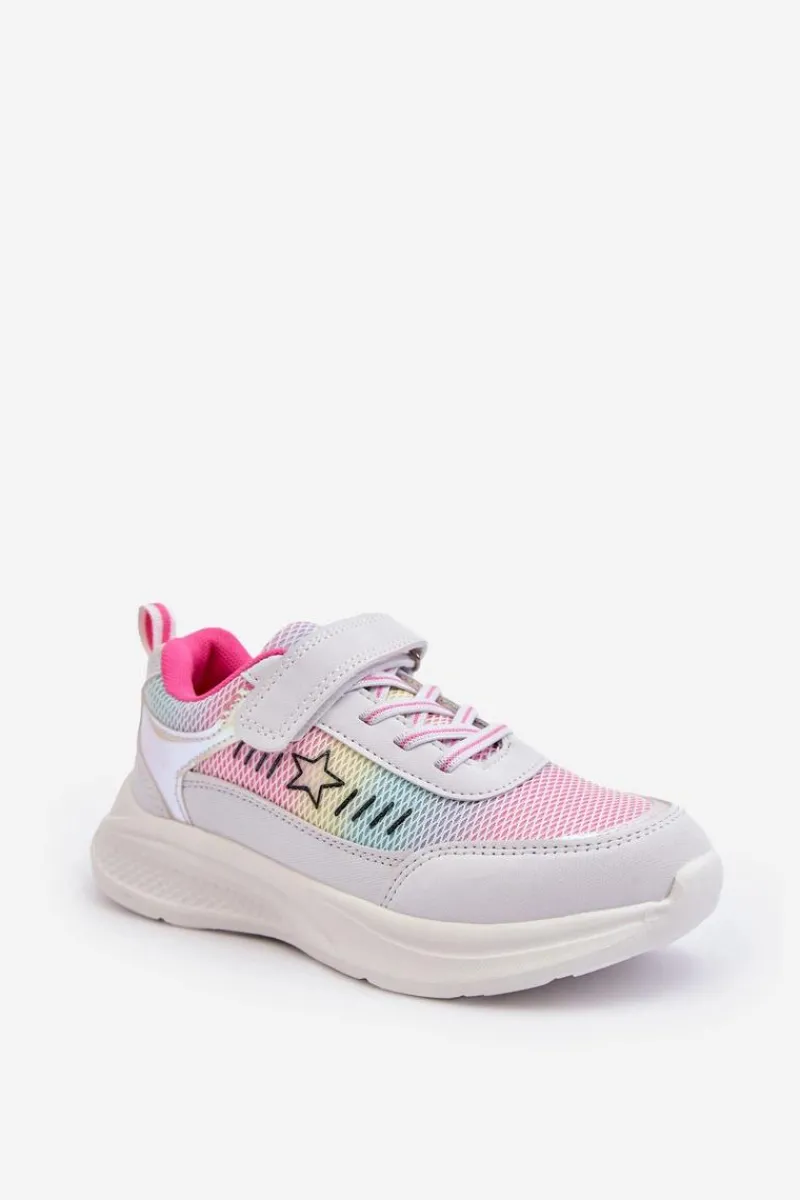 Discount Dziewczęce Buty Sportowe Na Rzep Multikolor Adriney Dzieci Dziewczęce