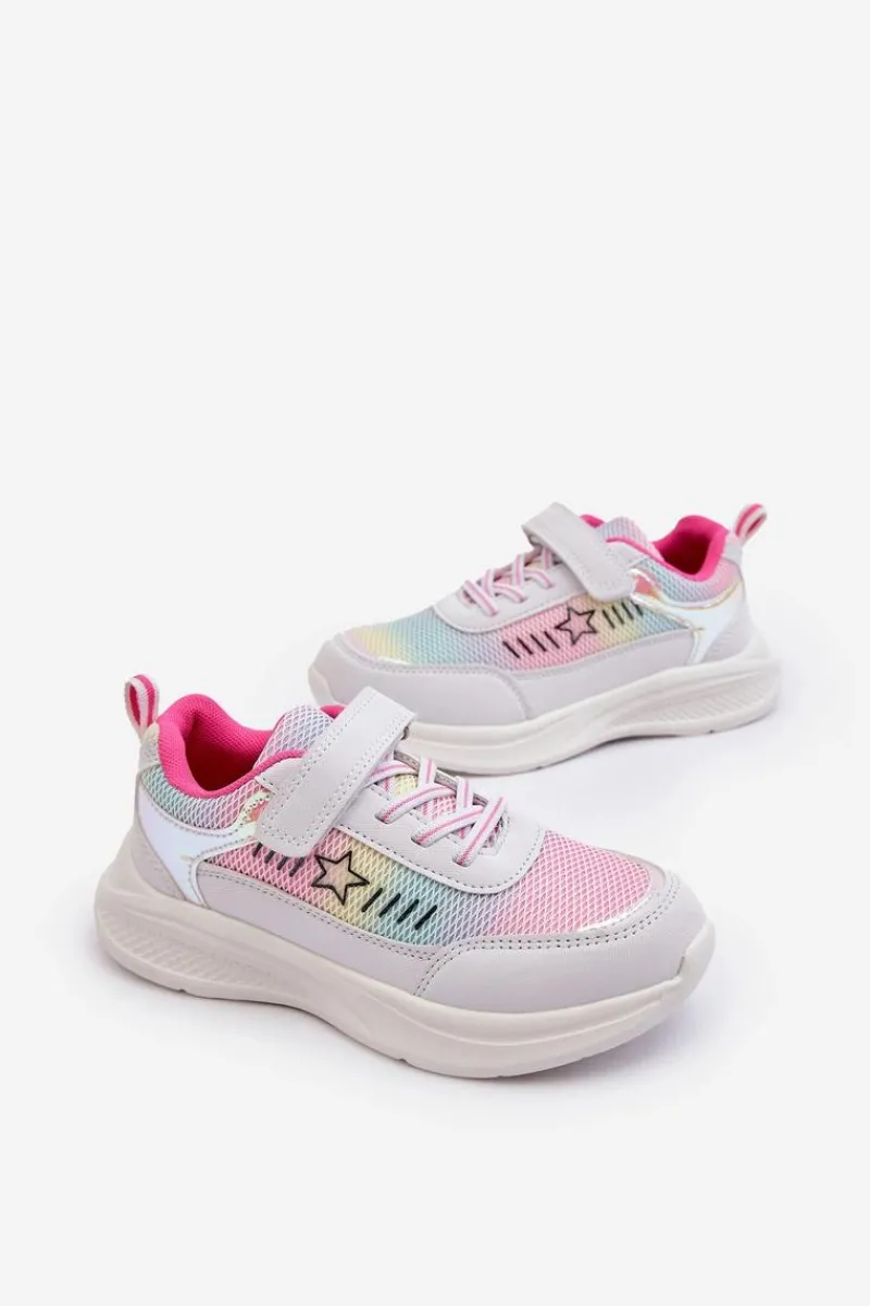 Discount Dziewczęce Buty Sportowe Na Rzep Multikolor Adriney Dzieci Dziewczęce