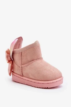 Sale Boto Dziewczęce Ocieplane Śniegowce Z Kokardkami Różowe Meriva