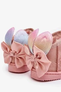 Sale Boto Dziewczęce Ocieplane Śniegowce Z Kokardkami Różowe Meriva