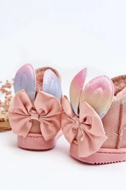 Sale Boto Dziewczęce Ocieplane Śniegowce Z Kokardkami Różowe Meriva