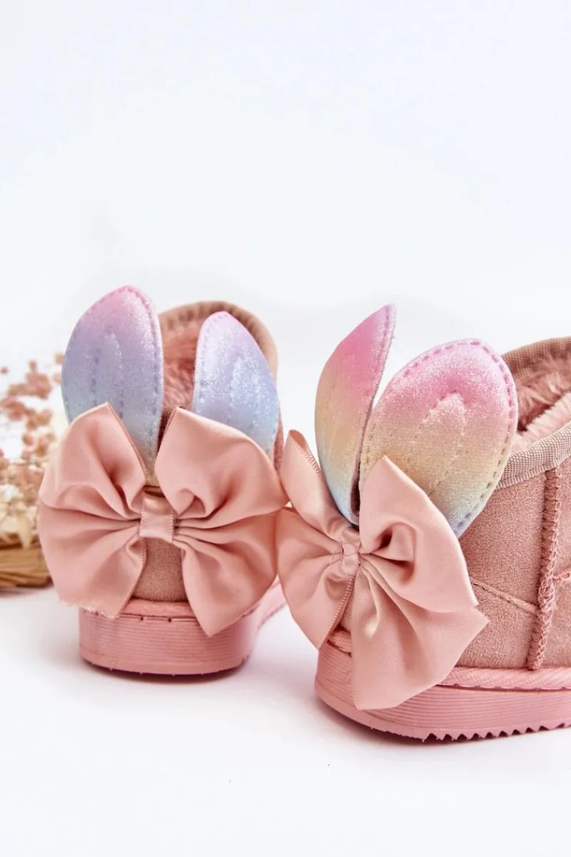 Sale Boto Dziewczęce Ocieplane Śniegowce Z Kokardkami Różowe Meriva