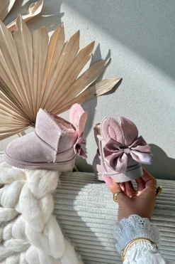 Dziewczęce|Dziewczęce>Boto Dziewczęce Ocieplane Śniegowce Z Kokardkami Brudny Róż Meriva