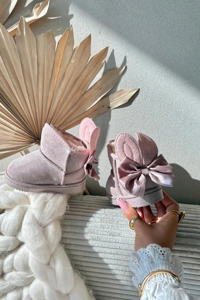 Dziewczęce|Dziewczęce>Boto Dziewczęce Ocieplane Śniegowce Z Kokardkami Brudny Róż Meriva