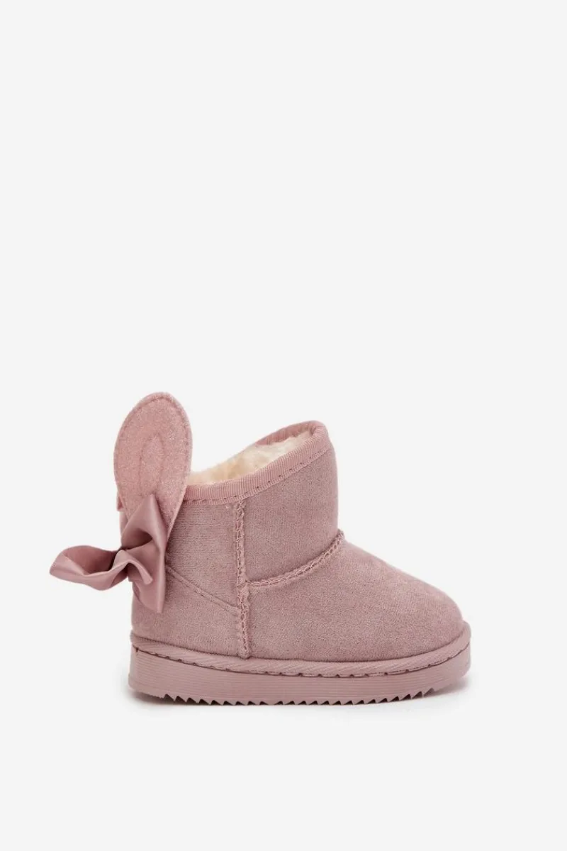 Dziewczęce|Dziewczęce>Boto Dziewczęce Ocieplane Śniegowce Z Kokardkami Brudny Róż Meriva