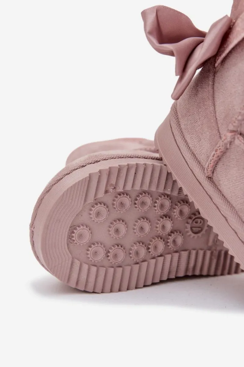 Dziewczęce|Dziewczęce>Boto Dziewczęce Ocieplane Śniegowce Z Kokardkami Brudny Róż Meriva