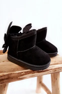 Sale Dziewczęce Ocieplane Śniegowce Z Kokardkami Czarne Meriva Dzieci Dziewczęce|Dziewczęce