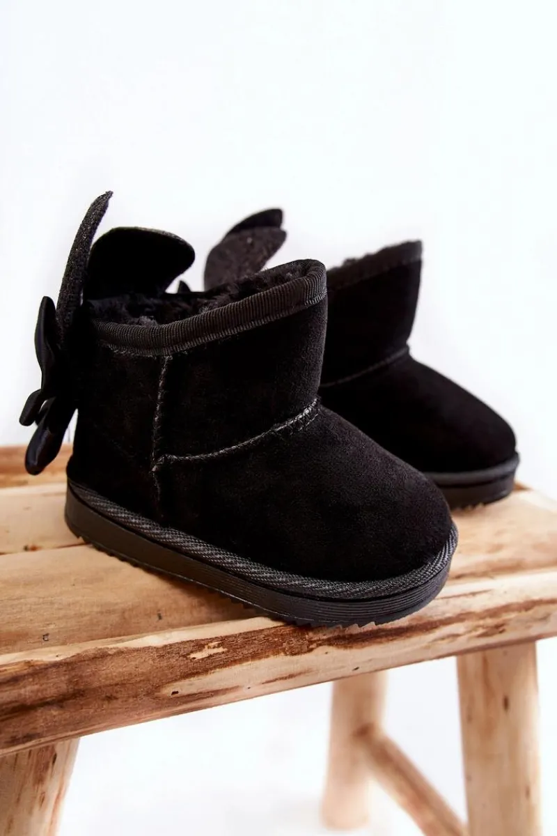 Sale Dziewczęce Ocieplane Śniegowce Z Kokardkami Czarne Meriva Dzieci Dziewczęce|Dziewczęce