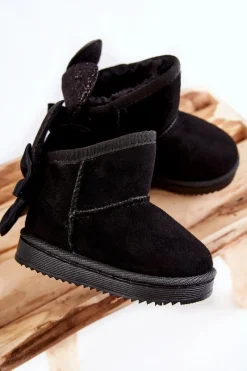 Sale Dziewczęce Ocieplane Śniegowce Z Kokardkami Czarne Meriva Dzieci Dziewczęce|Dziewczęce