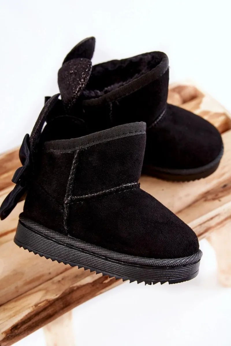 Sale Dziewczęce Ocieplane Śniegowce Z Kokardkami Czarne Meriva Dzieci Dziewczęce|Dziewczęce