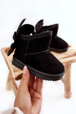 Sale Dziewczęce Ocieplane Śniegowce Z Kokardkami Czarne Meriva Dzieci Dziewczęce|Dziewczęce