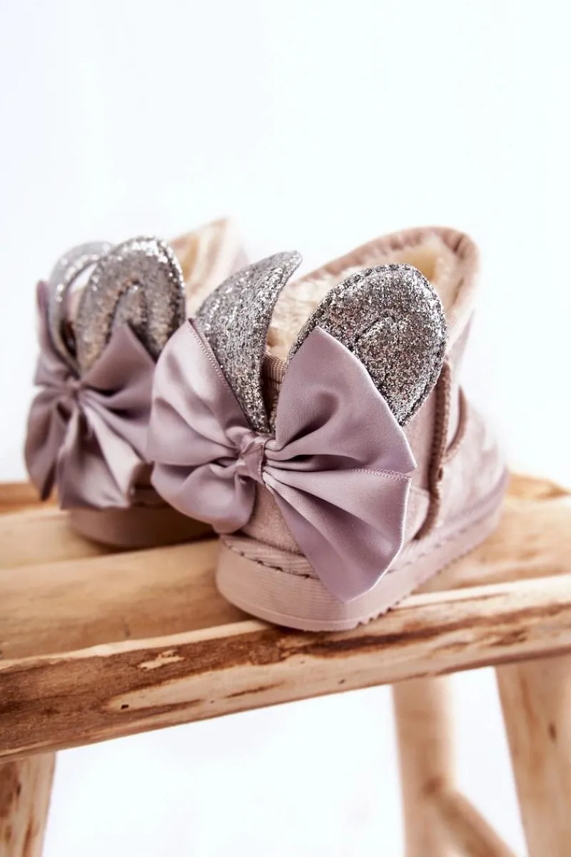 Sale Dziewczęce Ocieplane Śniegowce Z Kokardkami Szare Meriva Dzieci Dziewczęce|Dziewczęce