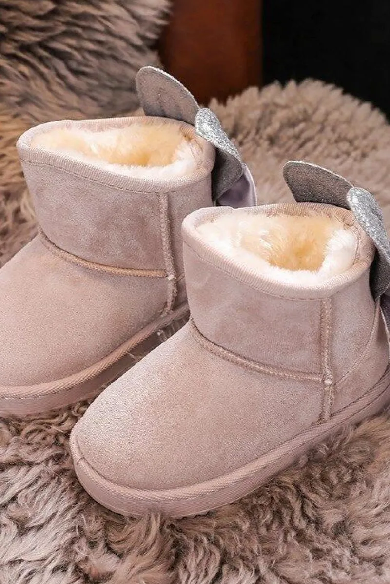 Sale Dziewczęce Ocieplane Śniegowce Z Kokardkami Szare Meriva Dzieci Dziewczęce|Dziewczęce