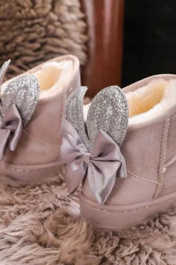 Sale Dziewczęce Ocieplane Śniegowce Z Kokardkami Szare Meriva Dzieci Dziewczęce|Dziewczęce