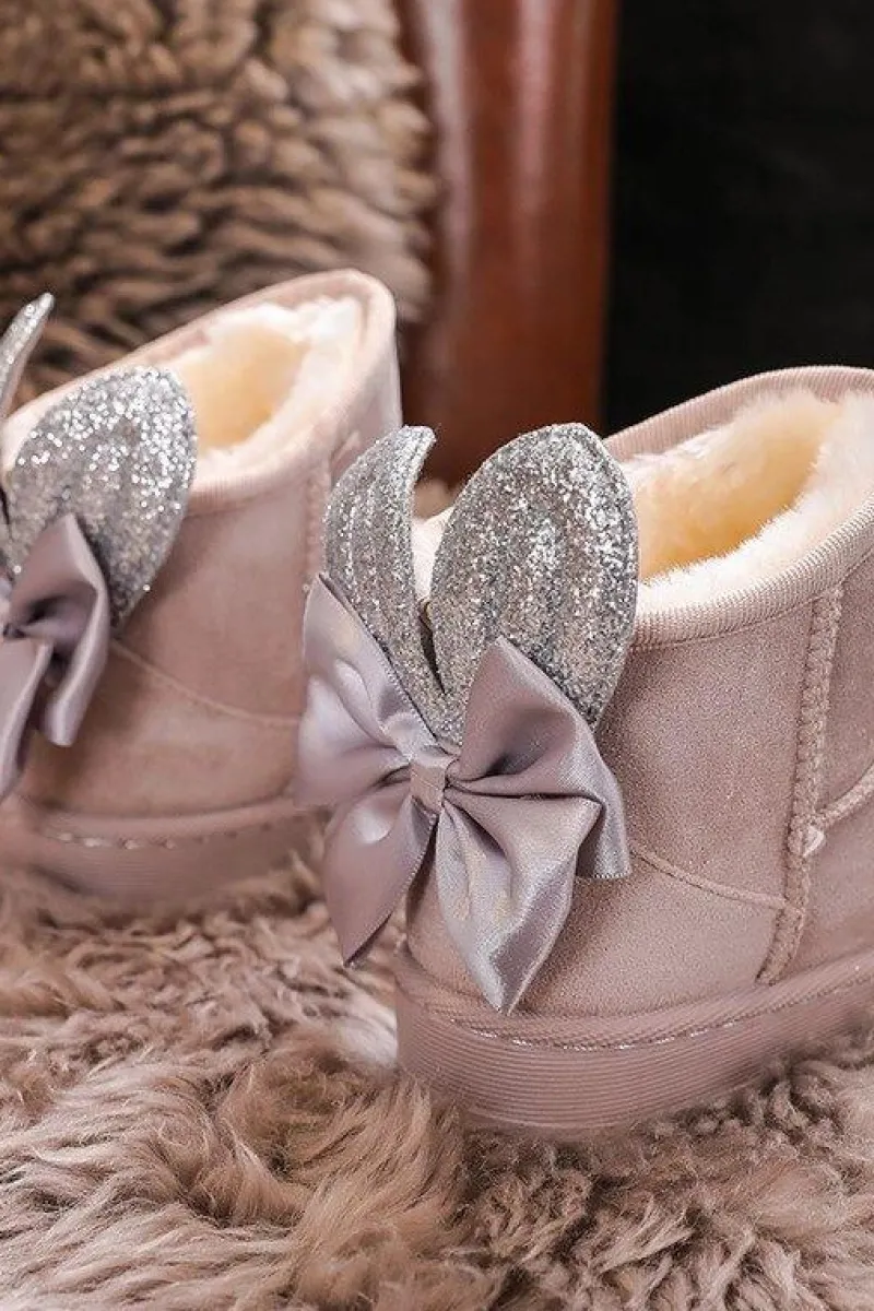 Sale Dziewczęce Ocieplane Śniegowce Z Kokardkami Szare Meriva Dzieci Dziewczęce|Dziewczęce