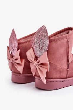 Best Boto Dziewczęce Ocieplane Śniegowce Z Kokardkami Ciemno Różowe Meriva