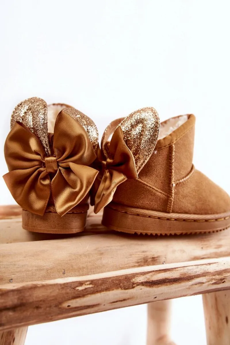 Dziewczęce|Dziewczęce>Boto Dziewczęce Ocieplane Śniegowce Z Kokardkami Camel Meriva Brązowy