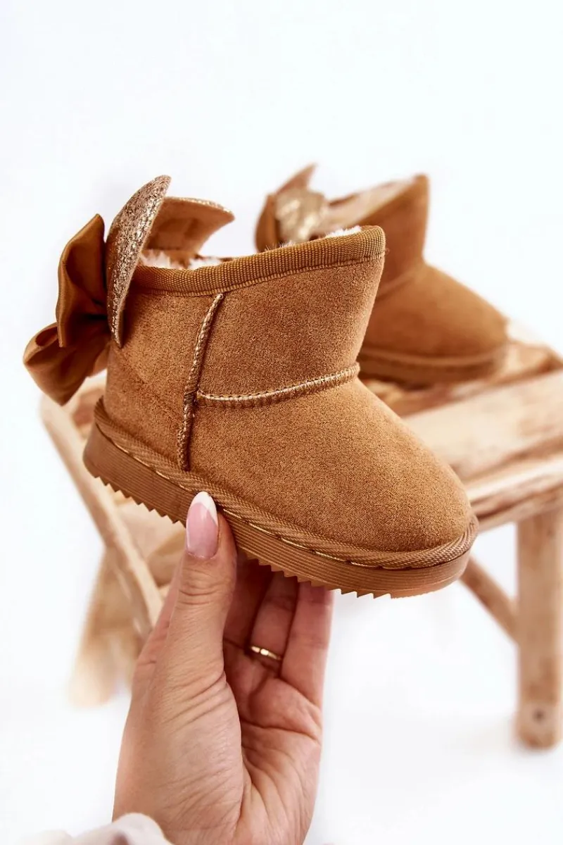 Dziewczęce|Dziewczęce>Boto Dziewczęce Ocieplane Śniegowce Z Kokardkami Camel Meriva Brązowy