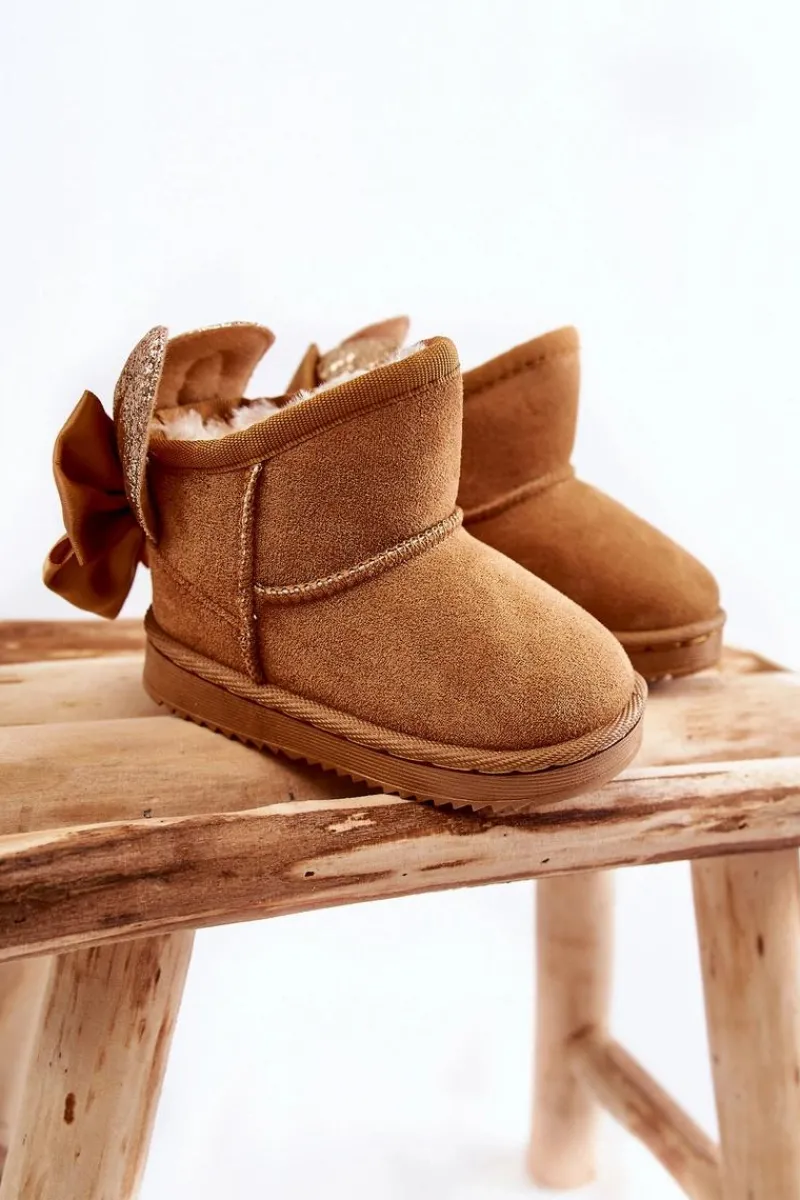 Dziewczęce|Dziewczęce>Boto Dziewczęce Ocieplane Śniegowce Z Kokardkami Camel Meriva Brązowy