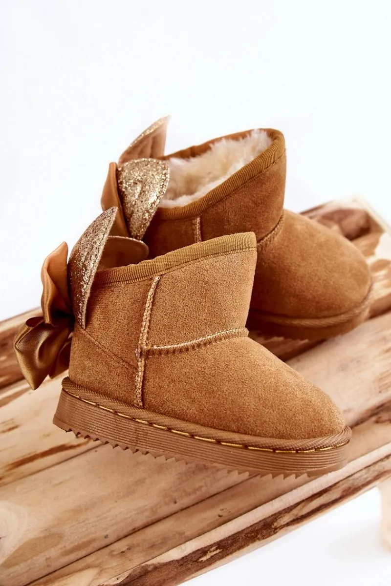 Dziewczęce|Dziewczęce>Boto Dziewczęce Ocieplane Śniegowce Z Kokardkami Camel Meriva Brązowy