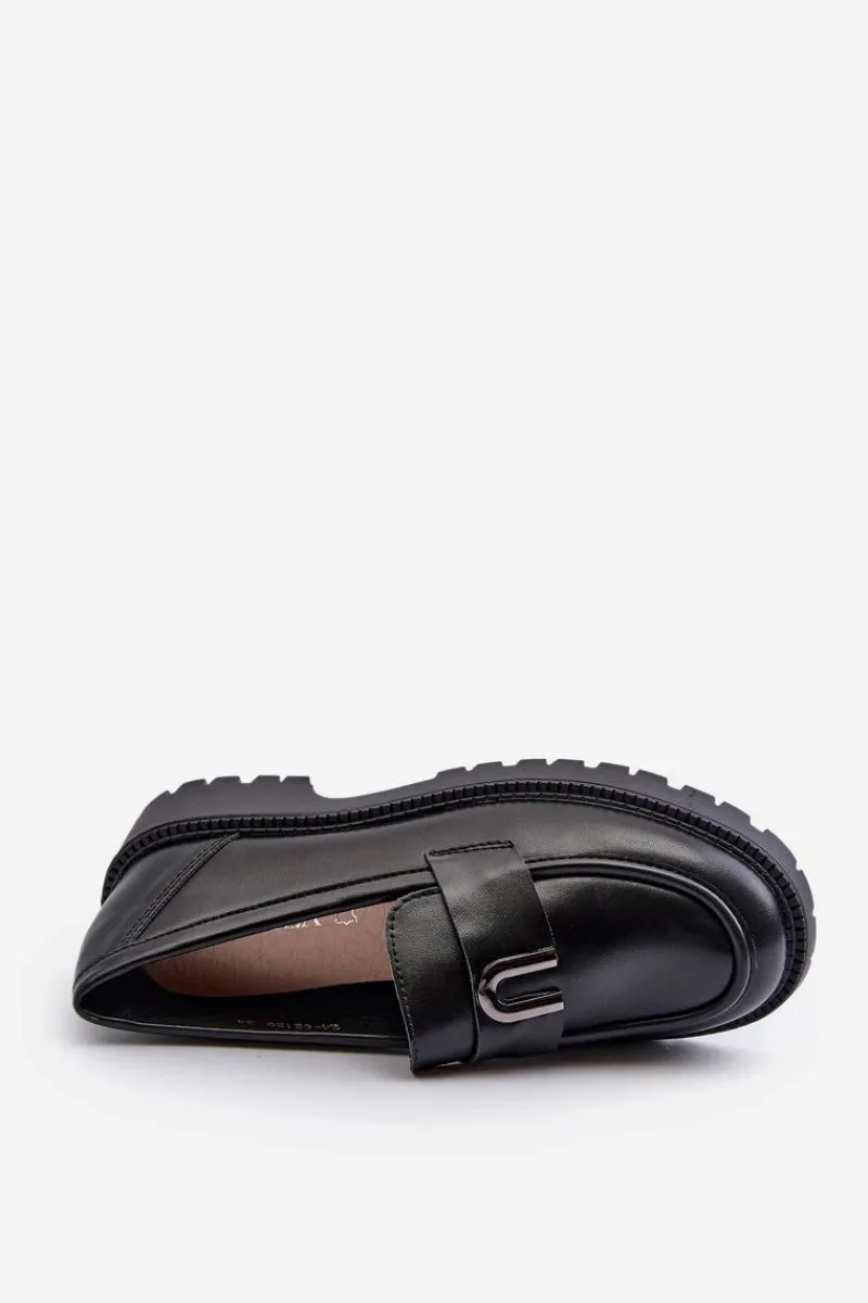 Mokasyny Dziecięce>Buty damskie Vinceza Dziewczęce Półbuty Mokasyny Z Ozdobą Czarne Elvilda Czarny