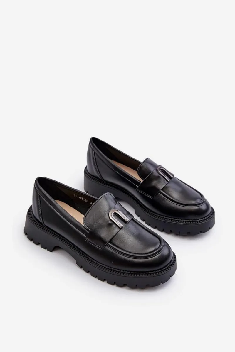 Mokasyny Dziecięce>Buty damskie Vinceza Dziewczęce Półbuty Mokasyny Z Ozdobą Czarne Elvilda Czarny