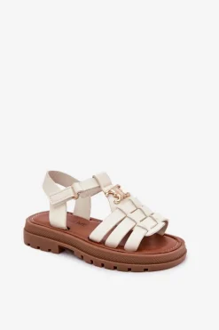 Online Dziewczęce Sandałki Z Ozdobnym Detalem Beżowe Serina Dzieci Dziewczęce