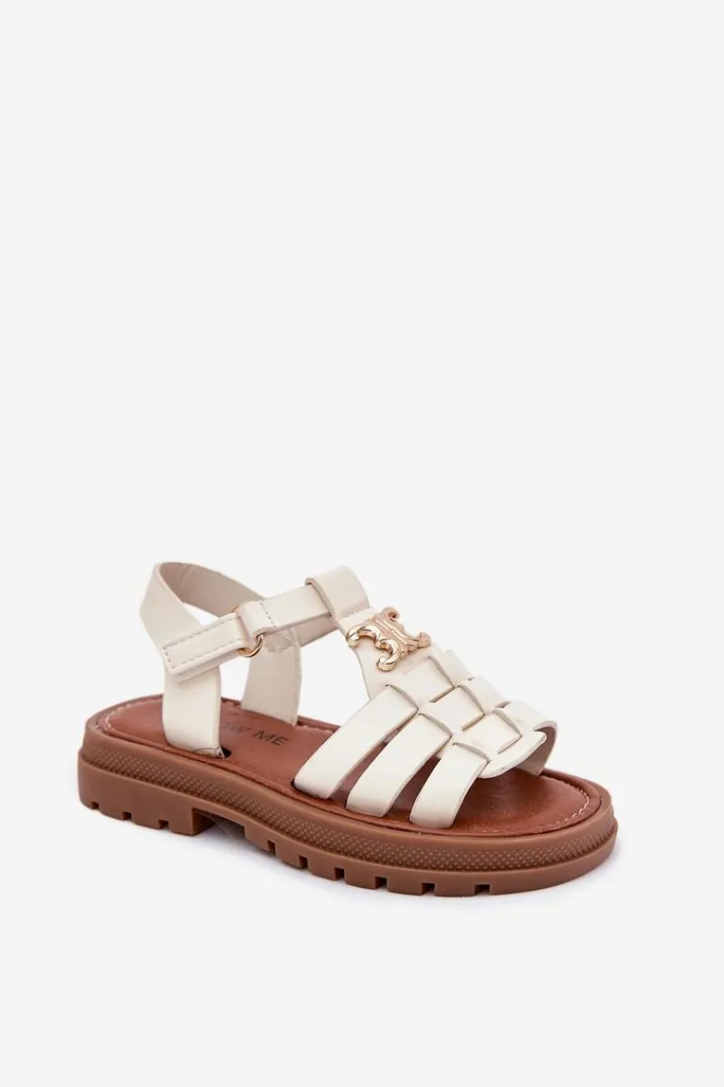 Online Dziewczęce Sandałki Z Ozdobnym Detalem Beżowe Serina Dzieci Dziewczęce
