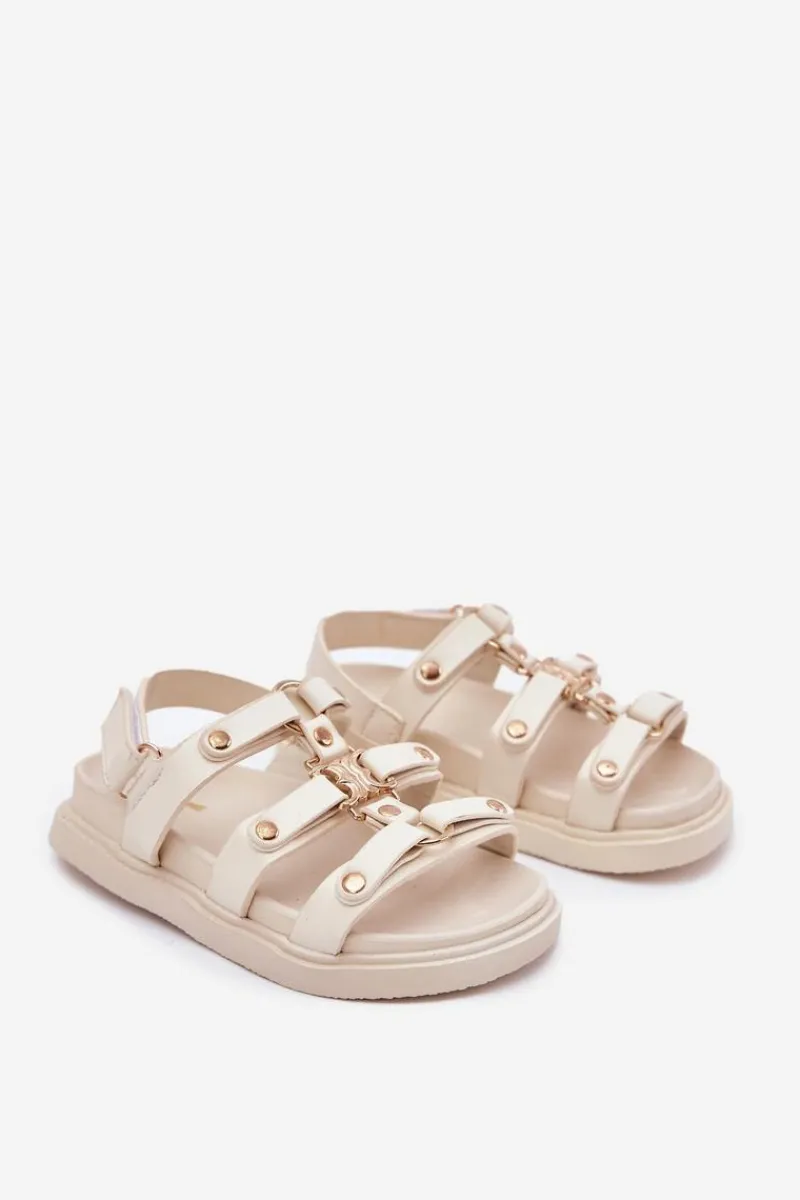 Dziewczęce>Boto Dziewczęce Sandałki Ze Złotym Detalem Beżowe Lunessa Beżowy