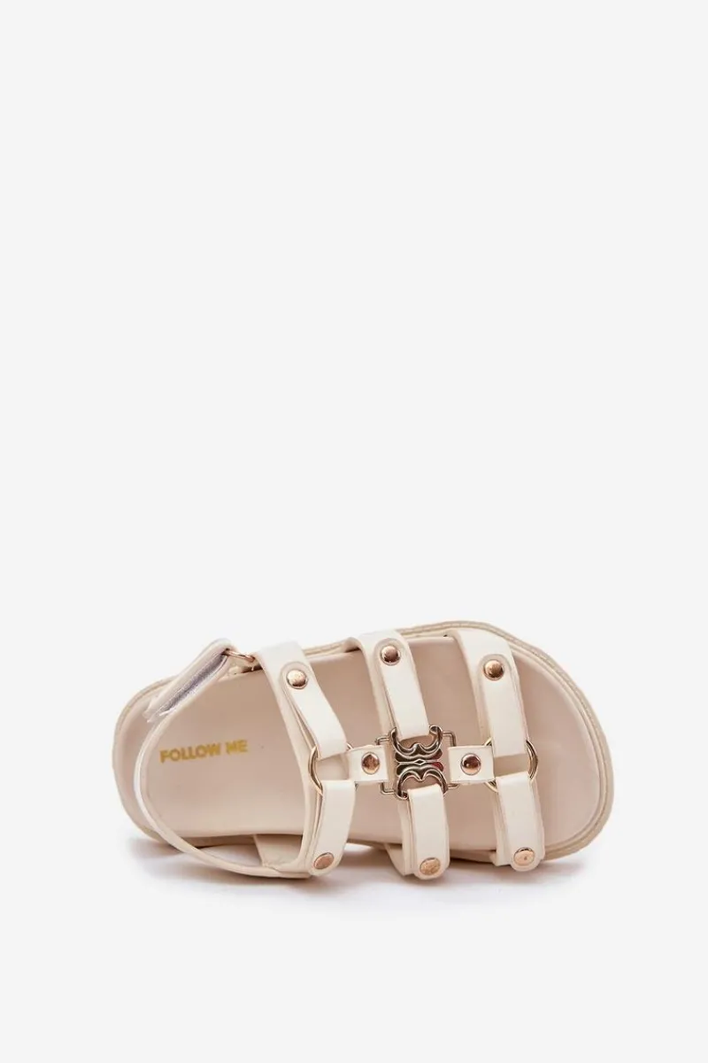 Dziewczęce>Boto Dziewczęce Sandałki Ze Złotym Detalem Beżowe Lunessa Beżowy