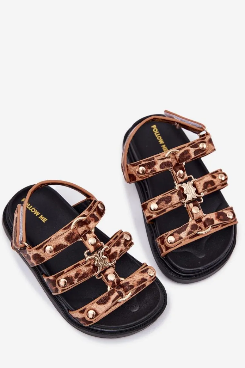 Best Boto Dziewczęce Sandałki Ze Złotym Detalem Panterka Lunessa Brązowy