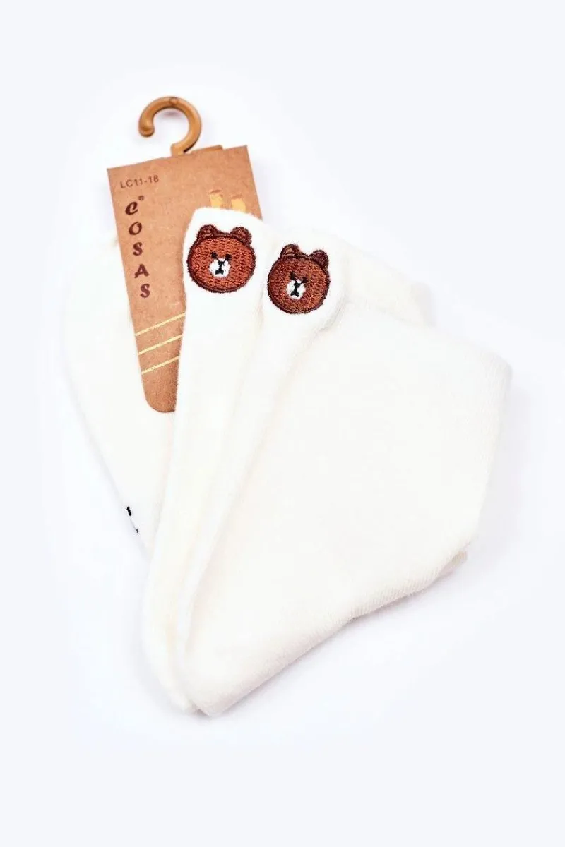 Best Dziewczęce Skarpetki Bawełniane Z Misiem Białe Skarpetki|Skarpetki