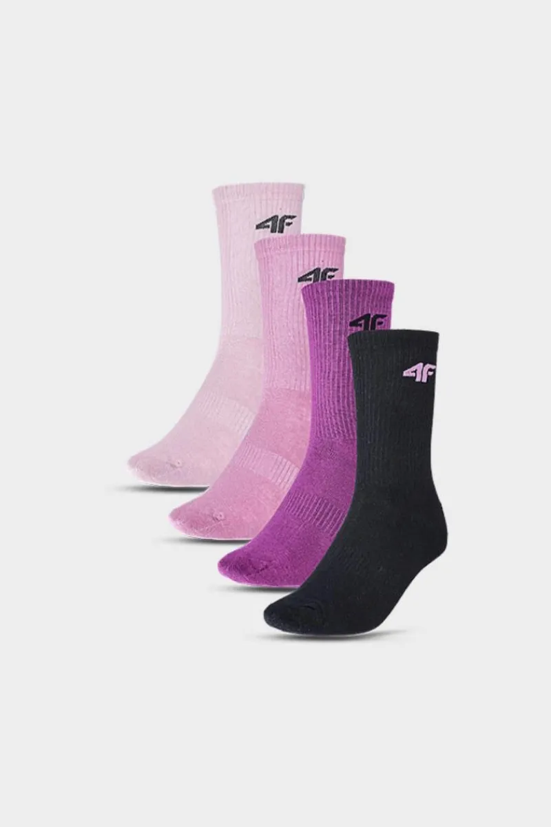 Hot Dziewczęce Skarpety Casual 4-Pack Za Kostkę JWAW24USOCF297-91S Multikolor Odzież 4F|Skarpetki