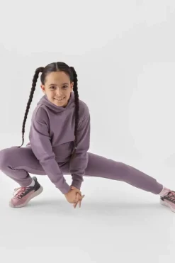 Best Dziewczęce Spodnie Dresowe Joggery JWMM00TTROF0828-51S Fioletowe Dzieci Spodnie Dziecięce|Odzież 4F