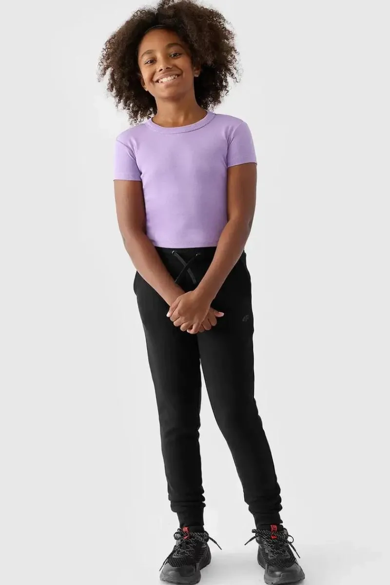 Discount 4F Dziewczęce Spodnie Dresowe Joggery JWMM00TTROF0828-20S Czarne