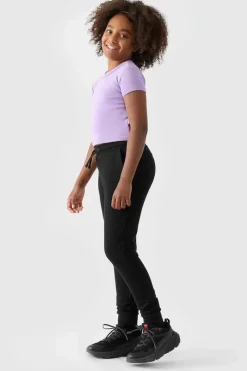 Discount 4F Dziewczęce Spodnie Dresowe Joggery JWMM00TTROF0828-20S Czarne