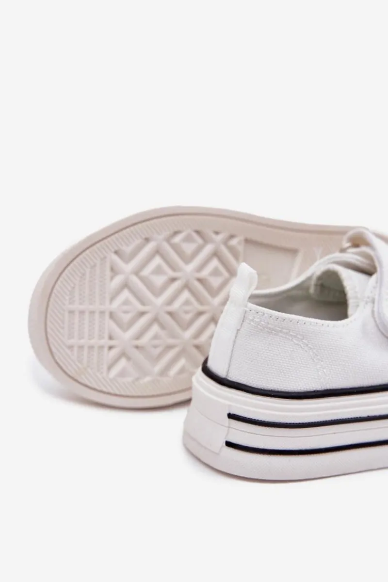 Boto Dziewczęce Trampki Ze Złotą Przypinką Miś Białe Solena Biały