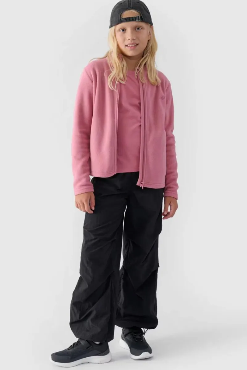 Bluzy Dziecięce|Odzież 4F>4F Dziewczęcy Polar Ze Stójką Slim JWMM00TFLEF261-56S Różowy