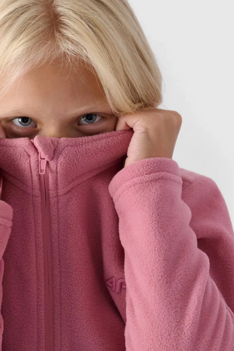 Bluzy Dziecięce|Odzież 4F>4F Dziewczęcy Polar Ze Stójką Slim JWMM00TFLEF261-56S Różowy