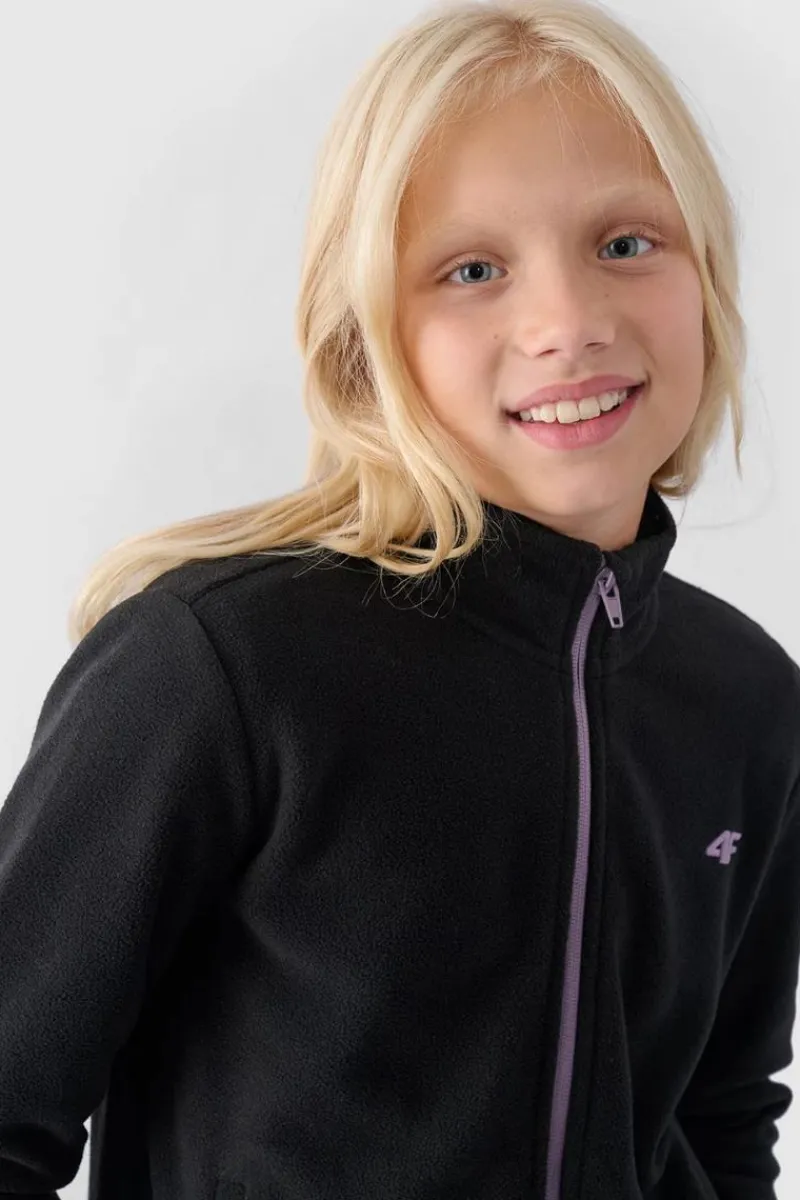 Clearance 4F Dziewczęcy Polar Ze Stójką Slim JWMM00TFLEF261-20S Czarny